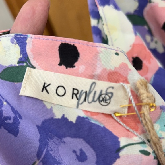 New Kori Floral Print Ruffle Straps with Back Tie Jumpsuit in Lavender Size XL - Picture 10 of 14